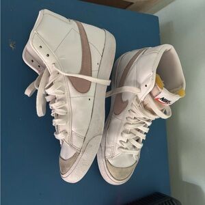 Nike Women's White and Beige High-Top Sneakers